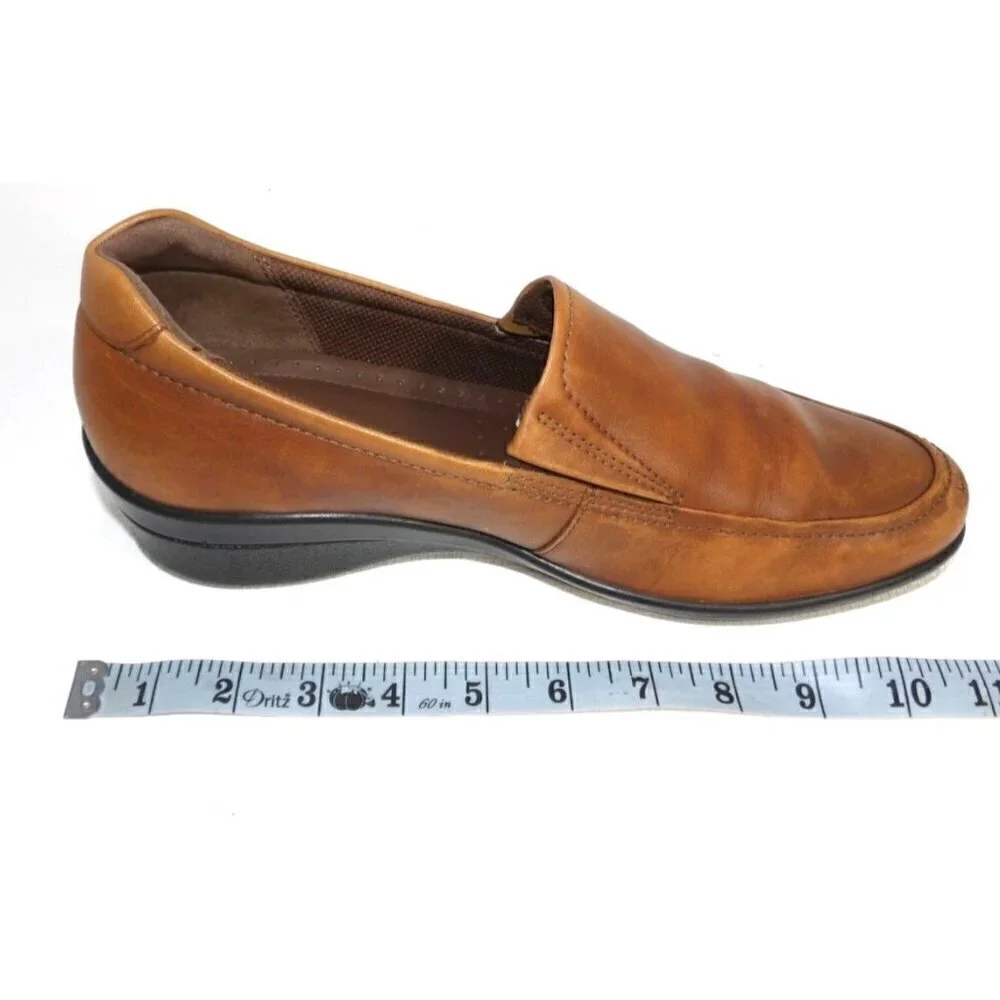 ECCO brown leather loafers wedge heel women's size 41 US 10